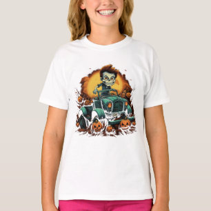 Camiseta Halloween Zombie Manejar a través de la calabaza
