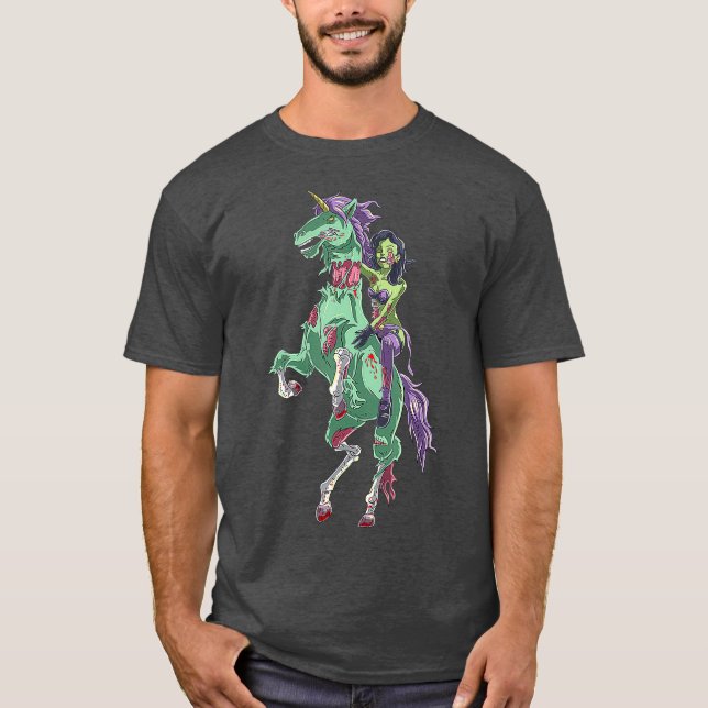 Camiseta Halloween Zombie Pin Up Woman y Unicorn (Anverso)
