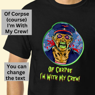 Camiseta Halloween Zombie Scary Angry Ghost Captain Crew