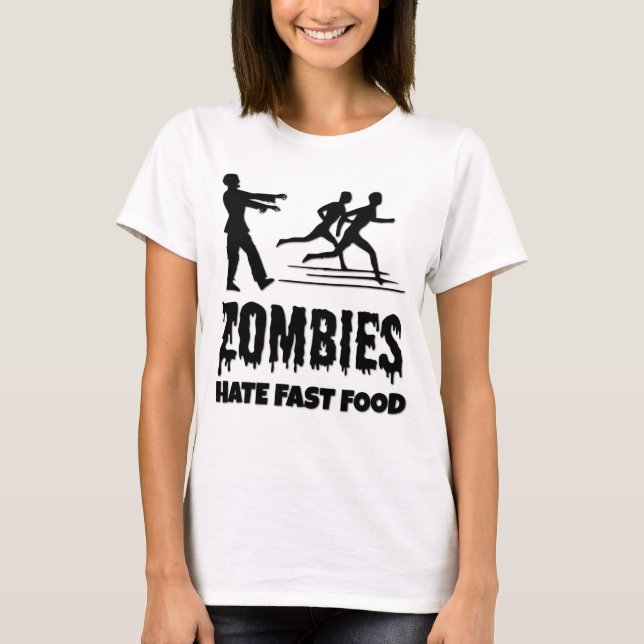 Camiseta Halloween Zombies odian a los corredores de comida (Anverso)