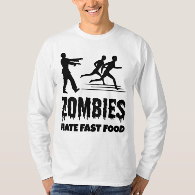 Camiseta Halloween Zombies odian a los corredores de comida (Anverso)