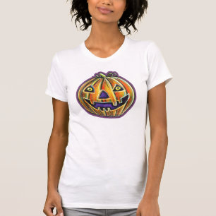 Camiseta Halloweenies de la Vintage de la Calabaza Grinning