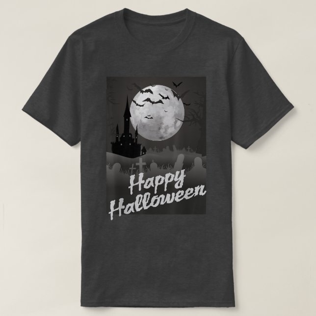 Camiseta HalloweenMoon y el castillo en la noche (Diseño del anverso)