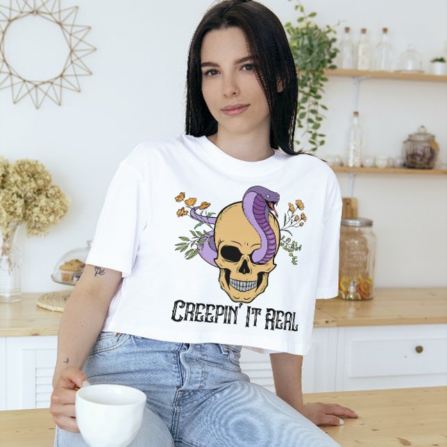 CAMISETA HALLOWEWEEN CREEPIN'IT REAL SKULL & SNAKE (Subido por el creador)