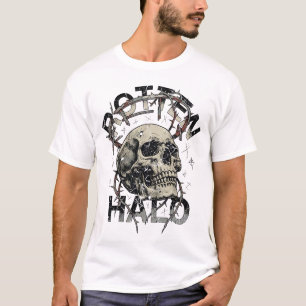 Camiseta Halo podrido cráneo gótico gráfico angustiado