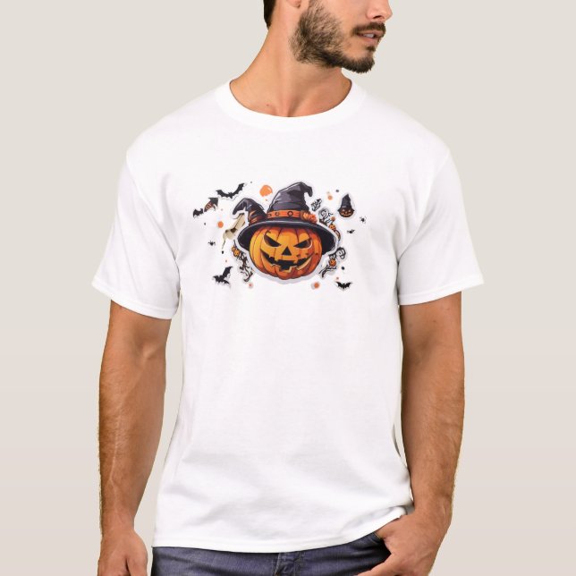 Camiseta Haloween Pumpkin Head Pegatina Transparente (Anverso)