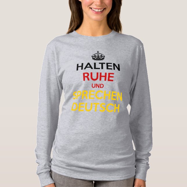 Camiseta Halten Ruhe und Sprechen Deutsch (Anverso)