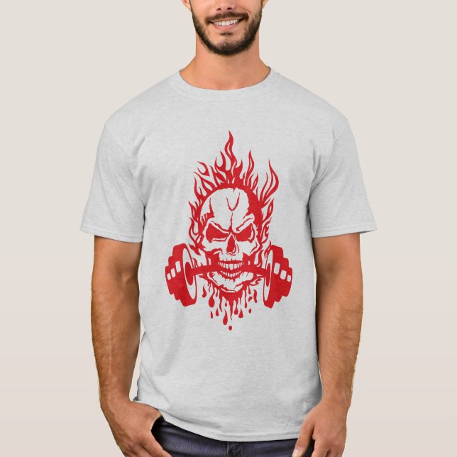 Camiseta haltere_musculation_tete_mort_flamme_sang_goutte_s (Anverso)