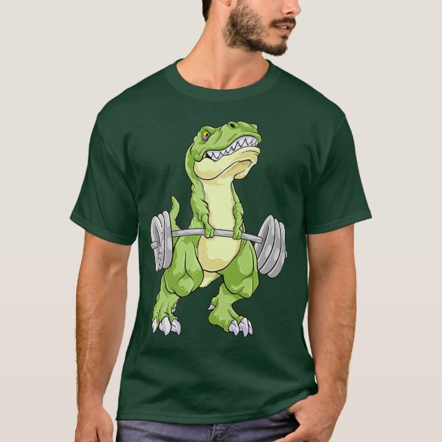 Camiseta Halterofilia de Dinosaurio T Rex Fitness Gym entre (Anverso)