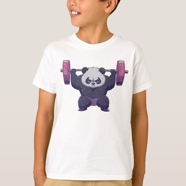 Camiseta Halterofilia de Guay Panda niños en ejercicio (Anverso)