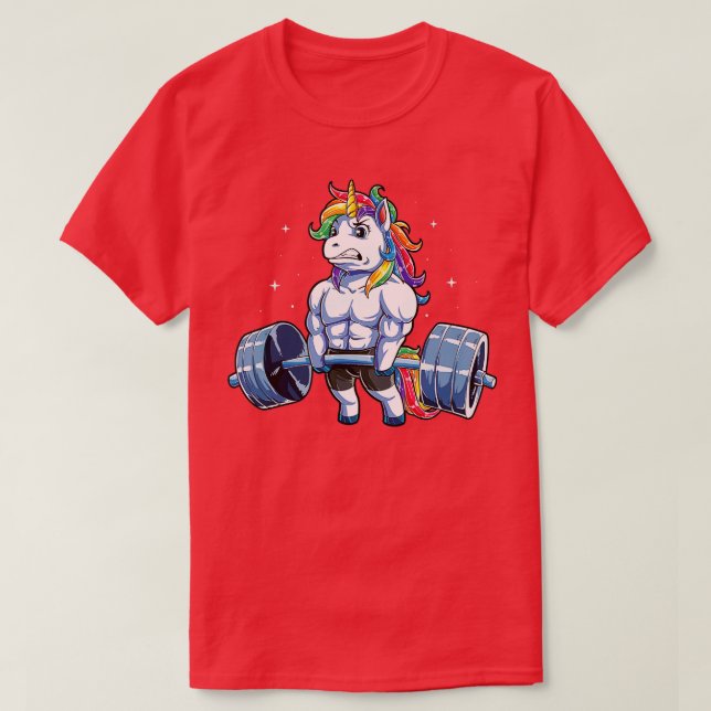 Camiseta Halterofilia de Unicornio T Gimnasio Deadlift (Diseño del anverso)
