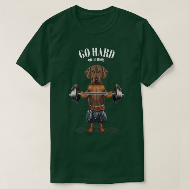 Camiseta Halterofilia en el músculo de los perros Dachshund (Diseño del anverso)