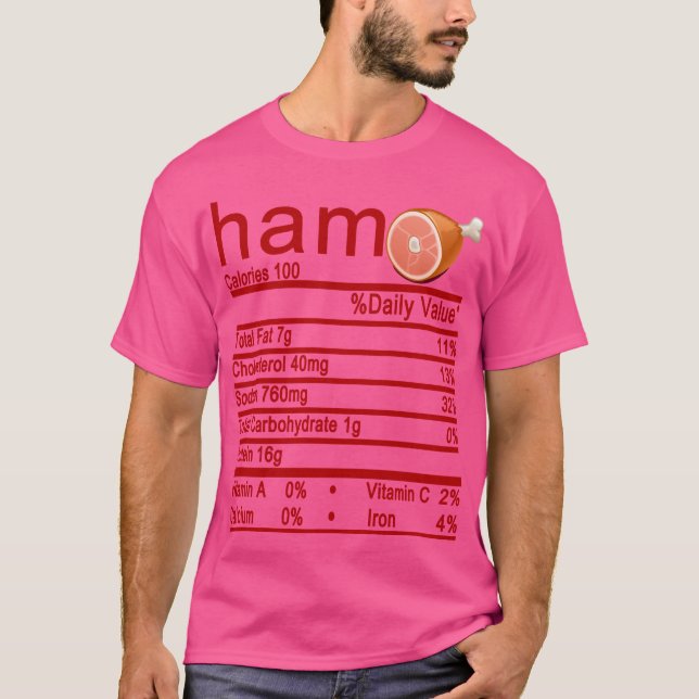 Camiseta ham Nutrition Facts Funny Thankending (Anverso)