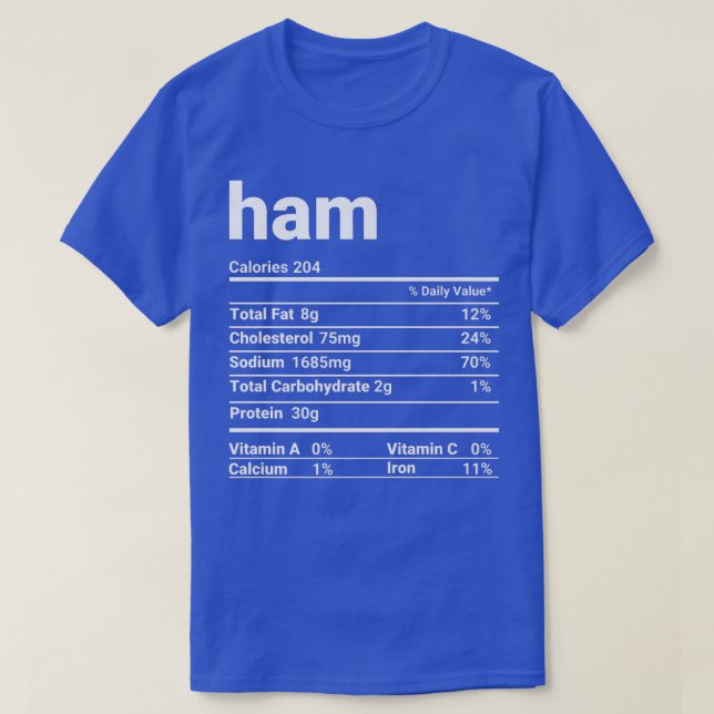 Camiseta Ham Nutrition Hacts Thankending Costume (Diseño del anverso)