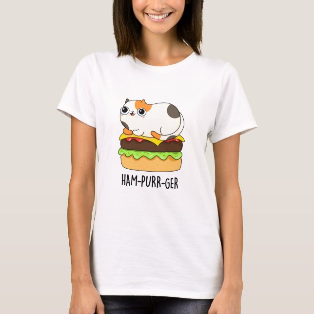 Camiseta Ham-Purr-Ger Funny Cat Hamburger Pun (Anverso)
