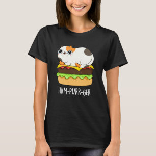 Camiseta Ham-Purr-Ger Funny Cat Hamburger Pun Dark BG
