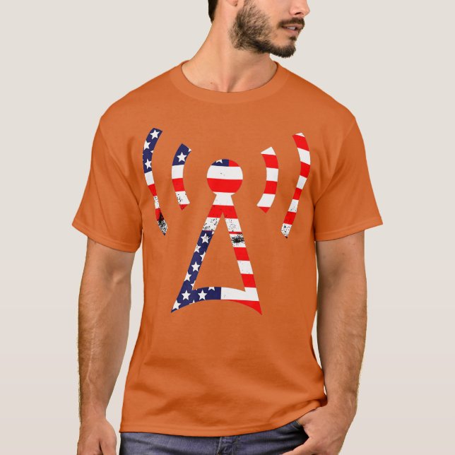 Camiseta Ham radio america bandera patriótica 4 h de julio (Anverso)