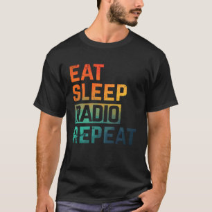 Camiseta Ham Radio Eat Sleep Repetir color de agua