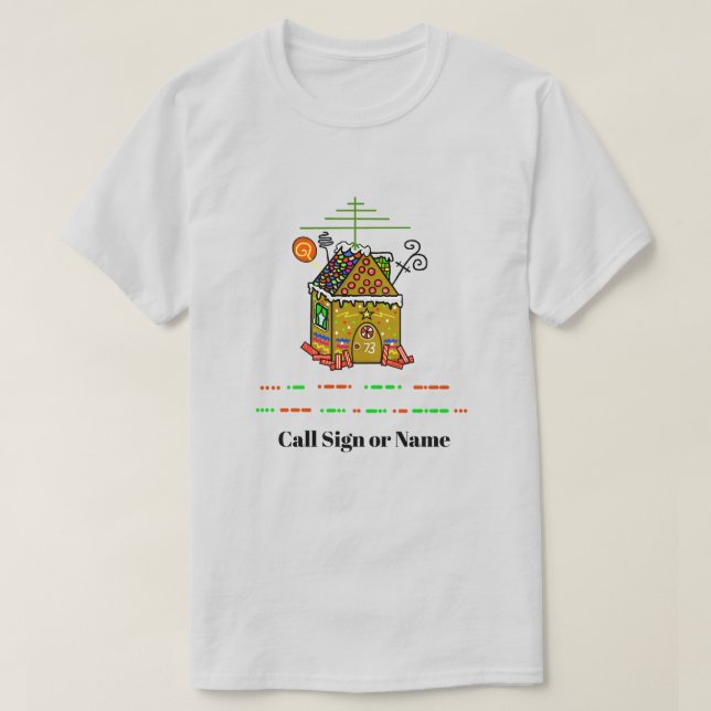 Camiseta Ham Radio Gingerbread House Navidades T-Shirt (Diseño del anverso)