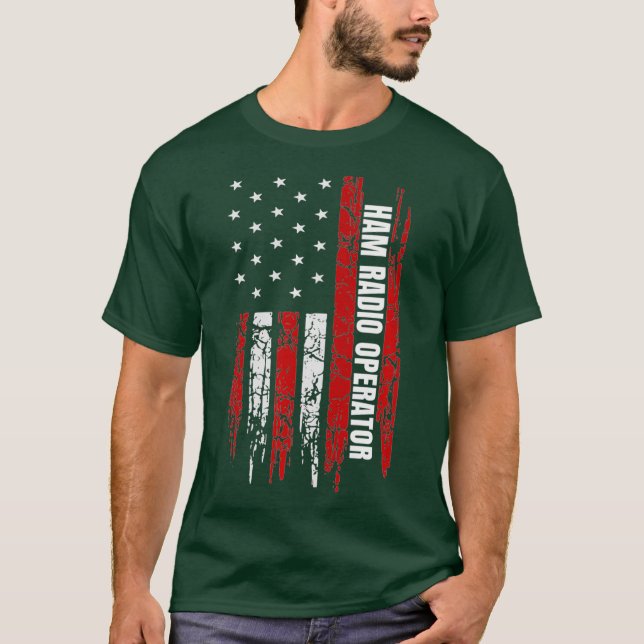 Camiseta Ham Radio Operator American USA Flag Amateur (Anverso)