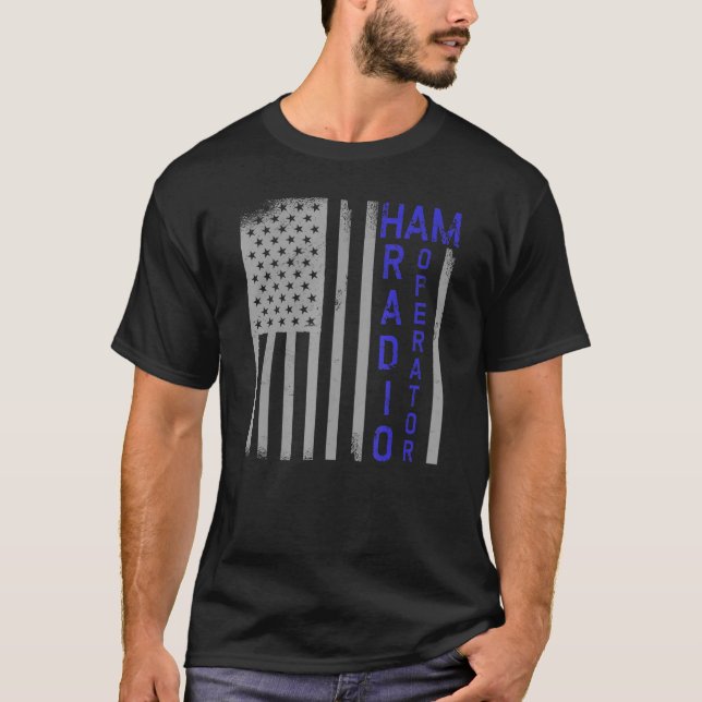 Camiseta Ham Radio Operator Usa Flag Grunge Amateur Radio F (Anverso)