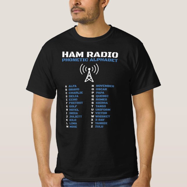 Camiseta Ham Radio OTAN Diseño de Alfabeto Fonético (Anverso)