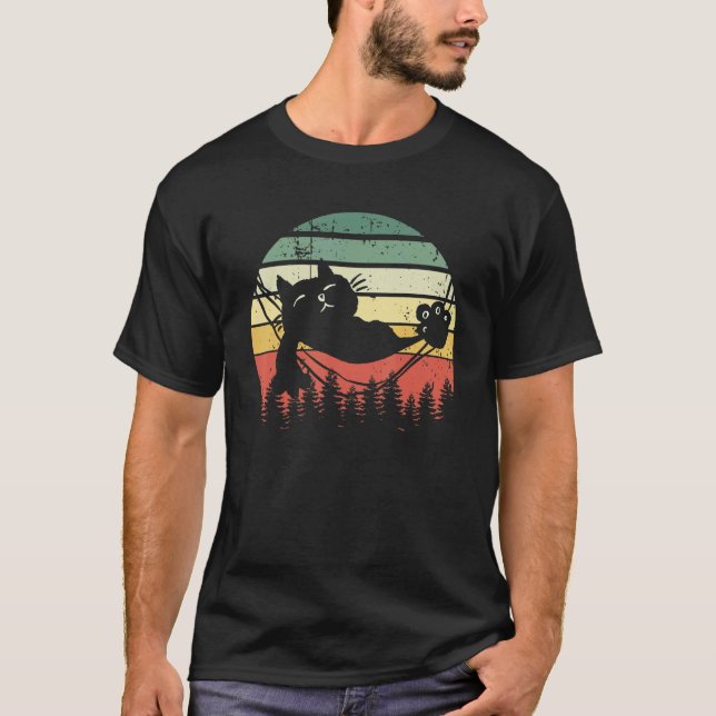 Camiseta Hamaca de gato retro al atardecer (Anverso)