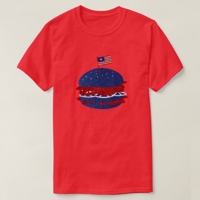 Camiseta Hamburger 4 de Julio Brillante (Diseño del anverso)