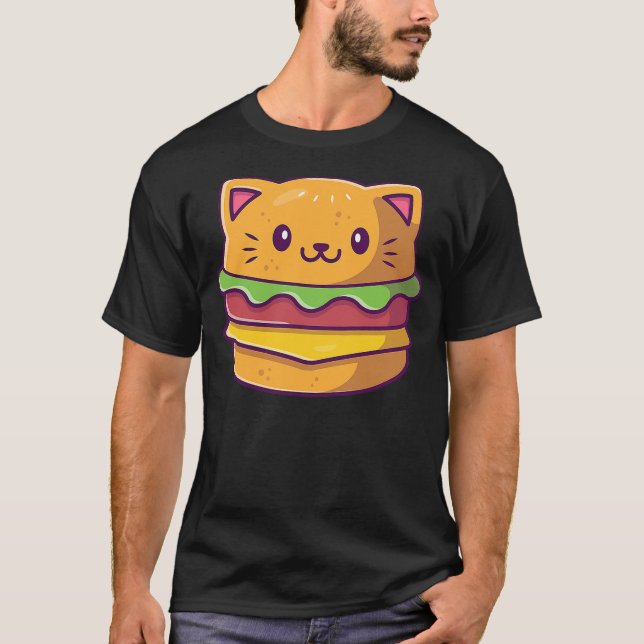 Camiseta Hamburger Cat Catburger Funny Burger Cat Lover Foo (Anverso)