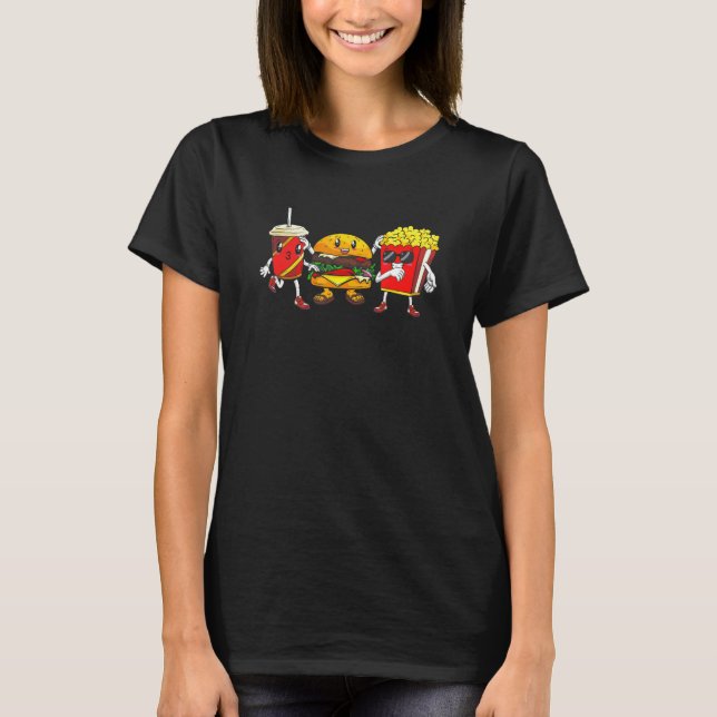 Camiseta Hamburger Fries High Five-Cool Fastfood Combo Snac (Anverso)