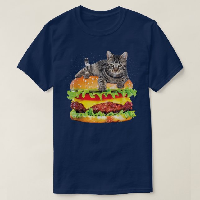 Camiseta Hamburger Space Cat , Funny Kitty Tee de Zany Brai (Diseño del anverso)