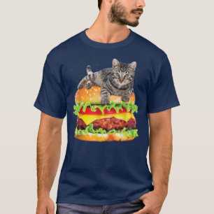 Camiseta Hamburger Space Cat , Funny Kitty Tee de Zany Brai