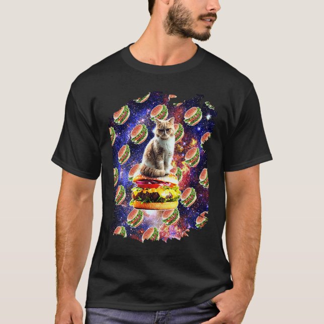 Camiseta Hamburger Space Cat On Burger (Anverso)