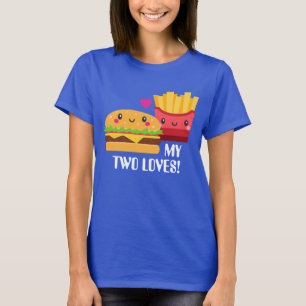 Camiseta Hamburger y Fries francesas dos amores Kawaii