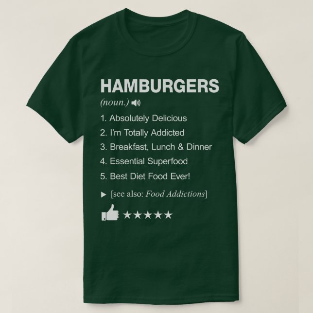 Camiseta Hamburgers Definition Meaning Funny  (Diseño del anverso)