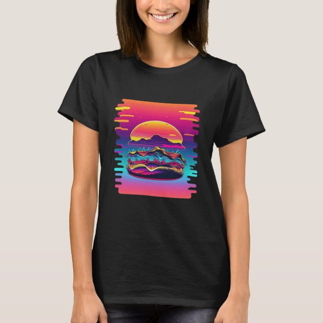 Camiseta Hamburgers Synthwave 80s Retrowave Aesthetic (Anverso)