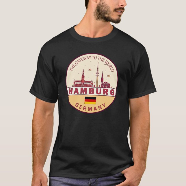Camiseta Hamburgo Alemania City Skyline Emblem (Anverso)