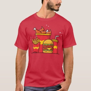 Camiseta Hamburguesa con pollo frito frito y soda