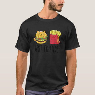 Camiseta Hamburguesa de gato Kawaii y patatas fritas Mejor 