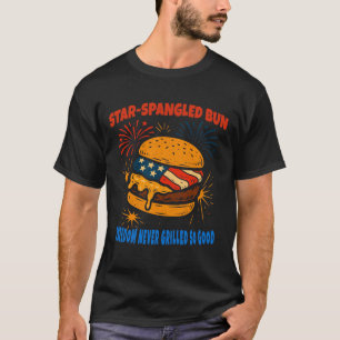 Camiseta Hamburguesa Estrellada de 4 de Julio BBQ Patriótic