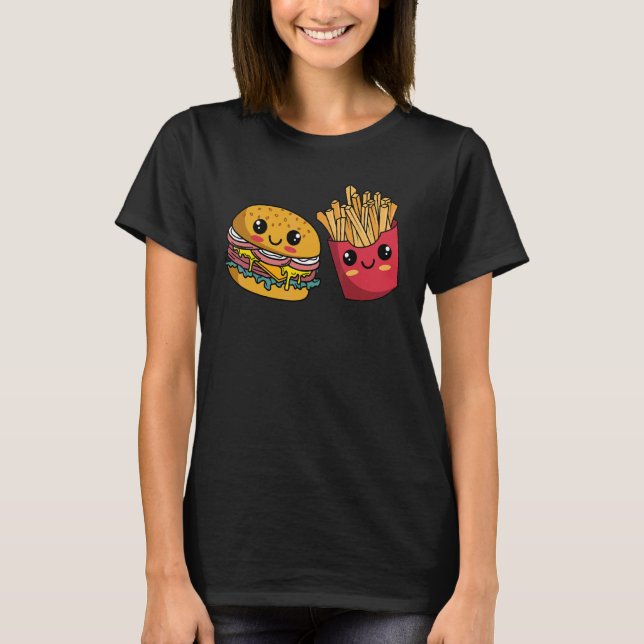 Camiseta Hamburguesa Fries Franceses Comida Rápida (Anverso)