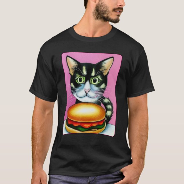 Camiseta Hamburguesa Gato Hamburguesa Burger Purr Meow Cat  (Anverso)