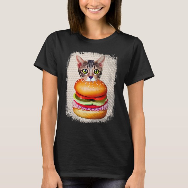 Camiseta Hamburguesa Gato Hamburguesa Burger Purr Meow Cat  (Anverso)