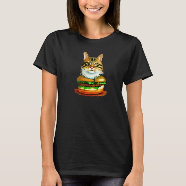 Camiseta Hamburguesa Gato Hamburguesa Burger Purr Meow Cat  (Anverso)
