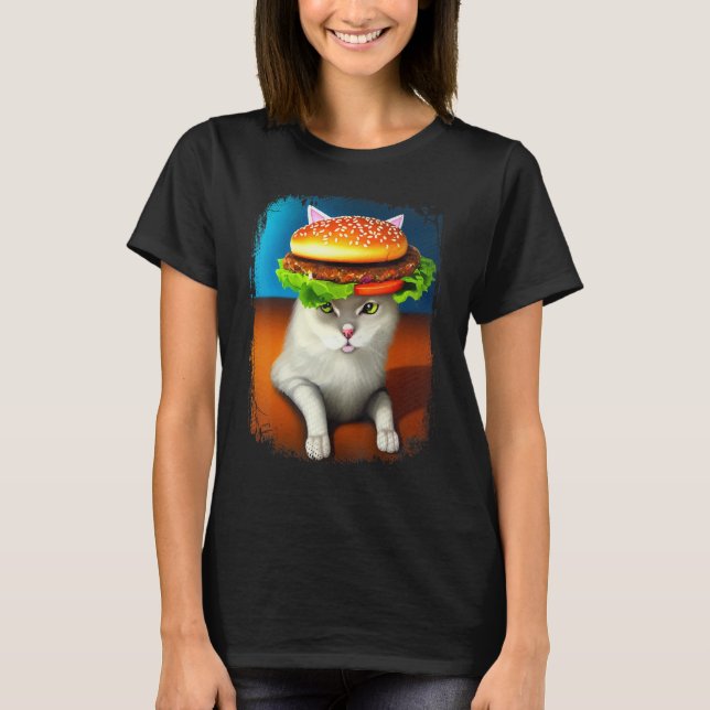Camiseta Hamburguesa Gato Hamburguesa Burger Purr Meow Cat  (Anverso)