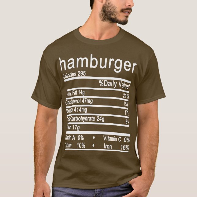 Camiseta hamburguesa Nutrición Hechos Funny Acción de Graci (Anverso)