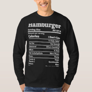 Camiseta Hamburguesa Nutrición Hechos Honestas Calorías de