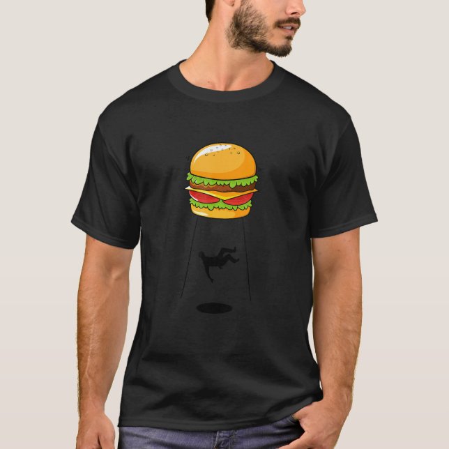 Camiseta Hamburguesa OVNI I Amo Hamburguesas Alien Abducció (Anverso)