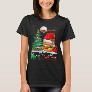 Camiseta Hamburguesa usando Navidad de Santa Hat - Feliz Na