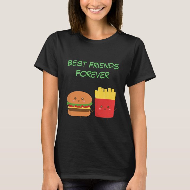 Camiseta Hamburguesa y fritadas de Kawaii que son BFFs (Anverso)